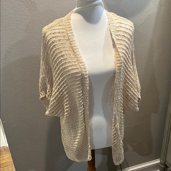 Blu Pepper Cream Open-Front Cardigan with Textured Knit. WT246 - Picture 1 of 8